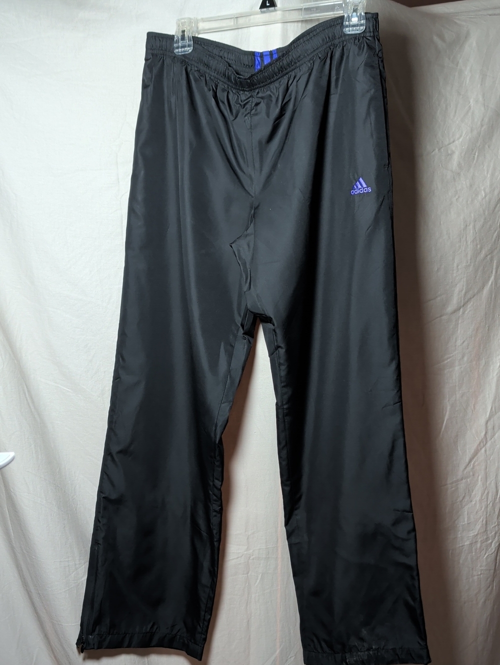 adidas Black Track Pants with Purple Logo All season Light Athletic Wear